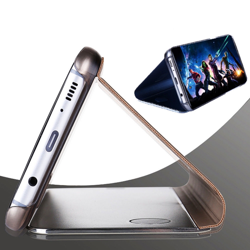 Bao Da Samsung Galaxy A6 2018 dạng gương cao cấp được làm bằng chất liệu nhựa cao cấp phủ một lớp gương sáng bỏng bên ngoài rất đẹp mắt và sang trọng, có thể chống ngang để xem phim chơi game điều rất tiện lợi.